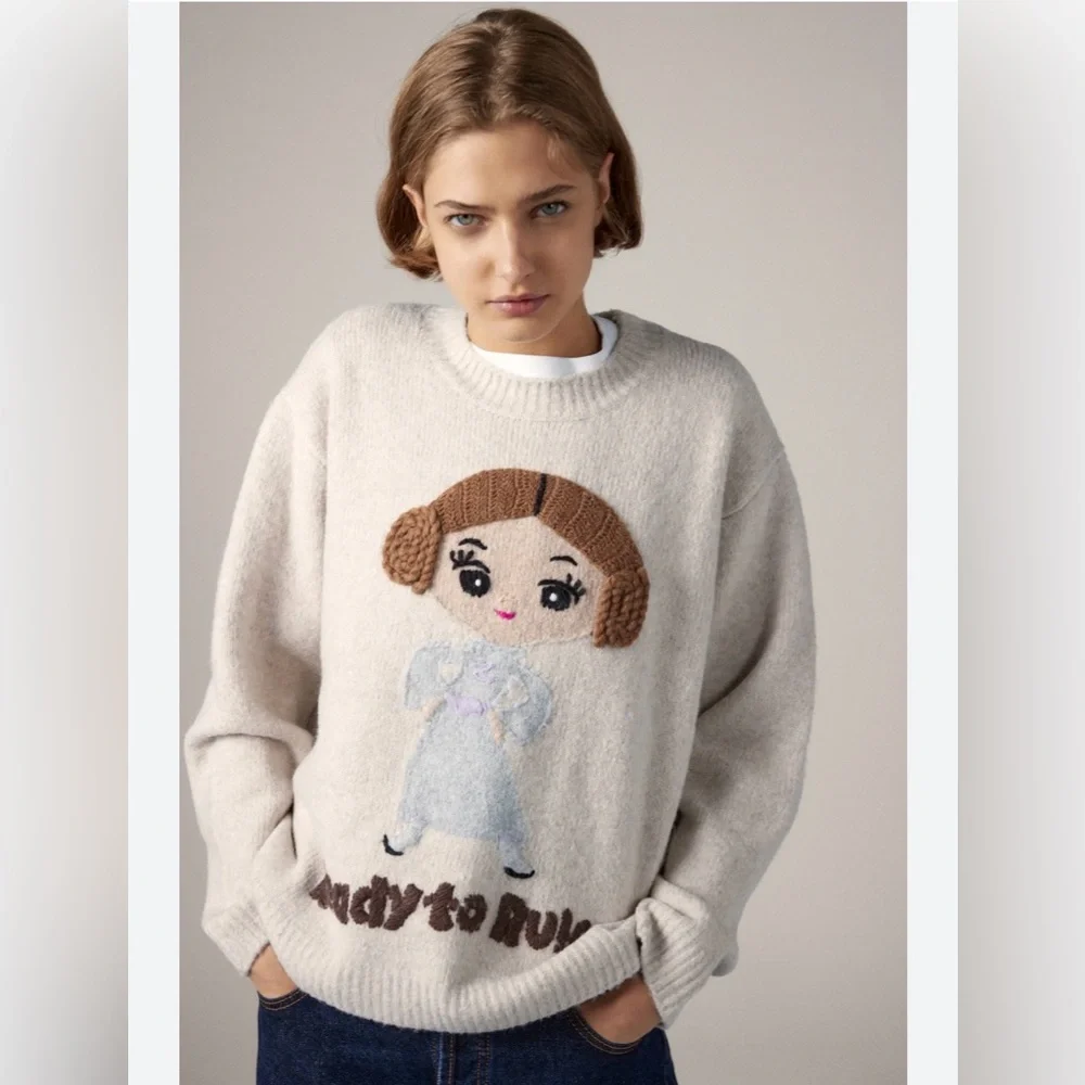 Zara Limited Edition Collectible Princess Leia StarWars Oversized Sweater M - Picture 2 of 9